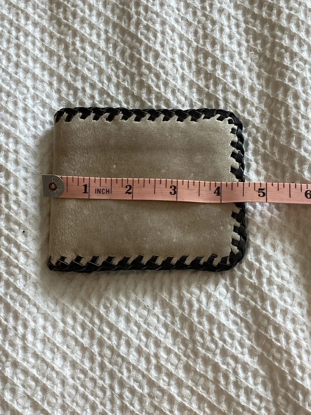 Men's Beige Bifold Wallet with Black Trim